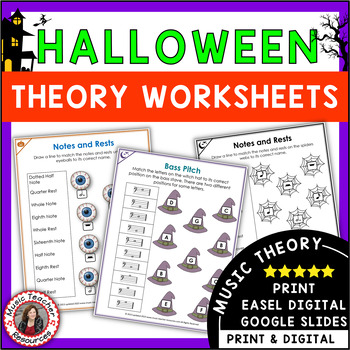 Preview of Halloween Music Lesson Activities - Music Theory Worksheets Printable & Digital