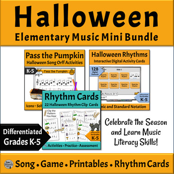 Preview of Halloween Music Activities Bundle - Game  and Song with Orff Accompaniment