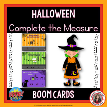 Preview of Halloween Music Activities - Complete the Measure BOOM Cards™
