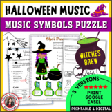 Halloween Music Lesson Activities - Music Theory Puzzles W