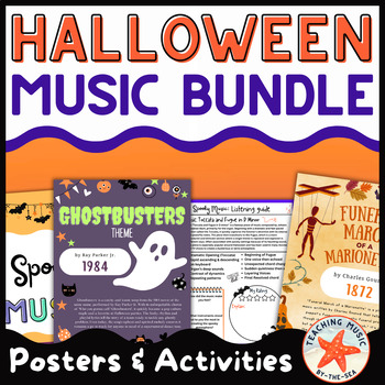 Preview of Halloween Music Activity Bundle | Spooky Fall Music Lesson Activities Posters