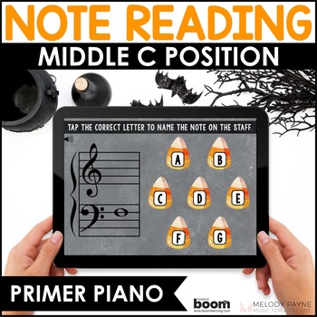 Preview of Halloween Music BOOM™ Cards - Beginning Piano Lessons Middle C Position Notes