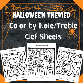 Preview of Halloween Music Coloring Pages- Color by Note/Treble Clef/Musical Symbol