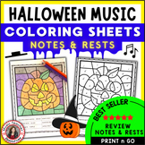 Halloween Music Coloring Sheets - Color by Notes and Rests