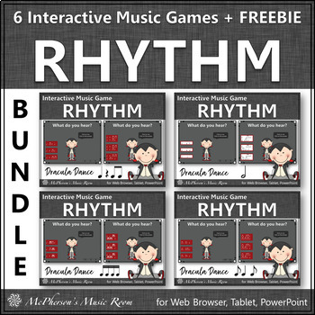 Preview of Halloween Music Interactive Rhythm Games Bundle {Dracula Dance}