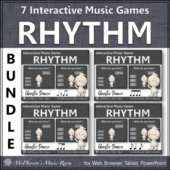 Preview of Halloween Music Interactive Rhythm Games Bundle {Ghostie Dance}