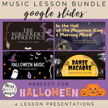 Preview of Halloween Music Lesson Bundle, Danse Macabra Mountain King Sorcerer's Apprentice