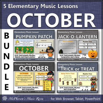 Preview of Halloween Music Lessons & Activities for Elementary Music in October {Bundle}