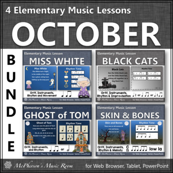 Preview of Halloween Music Lessons & Orff Arrangements for October {Bundle}