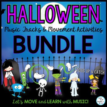 Preview of Halloween Music & Movement Activities Bundle : Freeze Dance, Scarves, Bean Bags