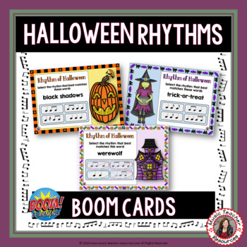Preview of Halloween Music Rhythm Activities - BOOM Cards™
