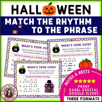 Preview of Halloween Music Rhythm Activities - Rhythm Worksheets and Task Cards