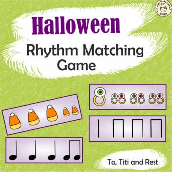Preview of Halloween Music Rhythm Matching Game | Ta  Ti Ti and Rest | Google Slides™ + PDF