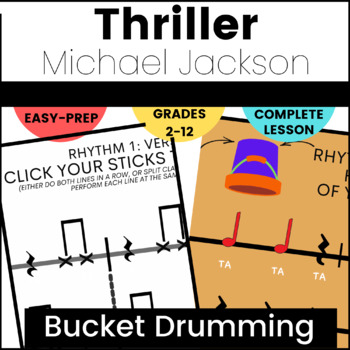 Preview of Halloween Music Rhythm Practice, Fall Bucket Drumming - Thriller Michael Jackson