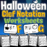 Halloween Music Worksheets | Halloween Clef Notation Activities