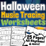 Halloween  Music Worksheets | Halloween Music Tracing Activities