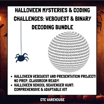 Preview of Halloween Mysteries & Coding Challenges: WebQuest & Binary Decoding Bundle