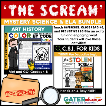 Preview of Halloween Mystery Activities | CSI Reading Comprehension | Art History