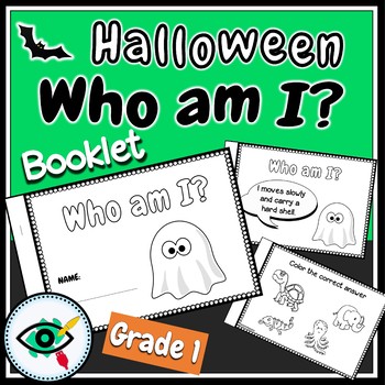 Preview of Halloween Mystery Animal Coloring Booklet for First Graders