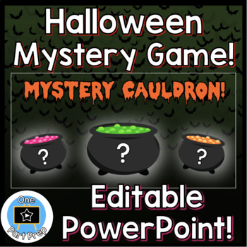 Preview of Halloween Mystery Box | Editable Game Show Quiz PowerPoint Template Any Subject 