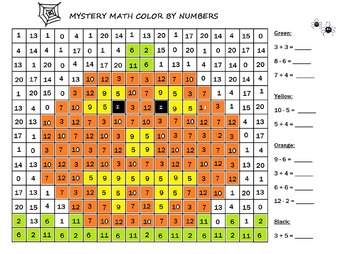 Preview of Halloween Mystery Math Color By Numbers