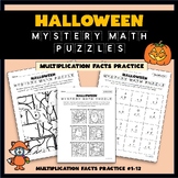 Halloween Mystery Math Puzzles Set - Practice Multiplicati