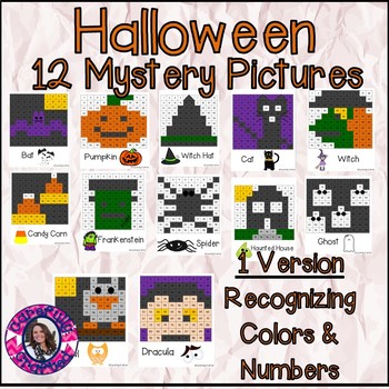 Preview of Halloween Mystery Pictures | Recognizing Colors and Numbers