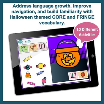 Halloween NO PREP AAC Core Vocabulary and Fringe Language Building ...
