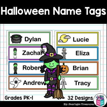 Preview of Halloween Desk Name Tags - Editable
