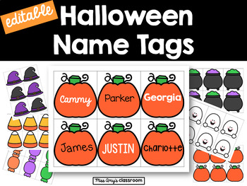Preview of EDITABLE Halloween Name Tags/Gift Tags - Halloween Bulletin Boards