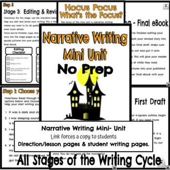 Preview of Halloween- Narrative Writing Mini Unit - 4th Grade - Digital
