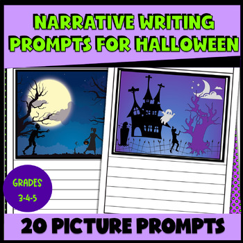 Preview of Halloween Narrative Writing Prompts with Pictures