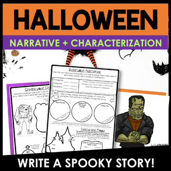 Preview of Halloween Narrative Writing with a Focus on Character Traits - Spooky Stories