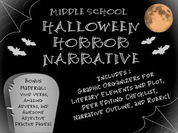 Preview of Halloween Narrative for Middle School! {Literary Element Graphic Organizers}