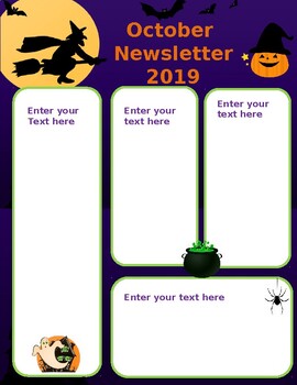 Preview of October Halloween Newsletter Editable 2 pages