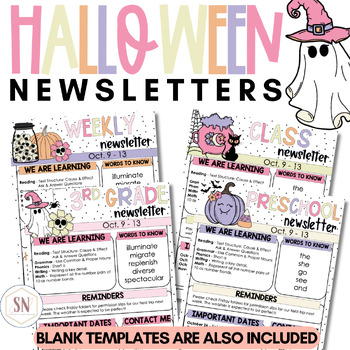 Preview of Halloween Newsletters | Halloween Classroom Newsletters *NEW
