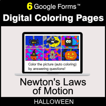 Preview of Halloween: Newton's Laws of Motion - Digital Coloring Pages | Google Forms