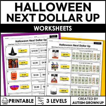 Preview of Halloween Next Dollar Up | Life Skills Worksheets for Special Education