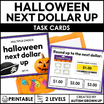 Preview of Halloween Next Dollar Up Task Cards for Special Education