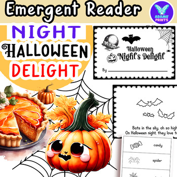 Preview of Halloween Night's Delight Emergent Reader Kindergarten ELA Activities NO PREP