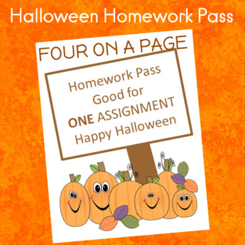 Preview of No Homework Pass Halloween