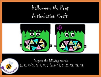 Preview of Halloween No Prep Articulation Craft L, R, K, G, F, V, J, S, Z, Ch, Sh, Th