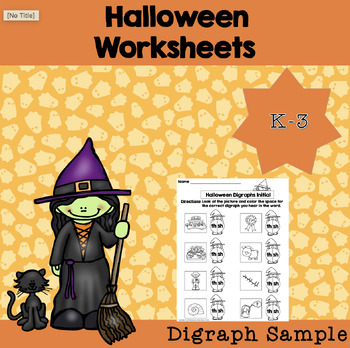 Preview of Halloween No Prep Digraph /th/ /sh/ /ch/ /wh/ /ph/ Worksheet Sample