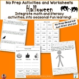 Halloween No Prep Literacy and Math Worksheets Activities 