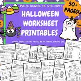 Halloween No Prep Worksheets PreK Kindergarten First Grade