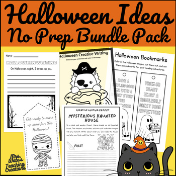Preview of Halloween No Prep Worksheets & Halloween Craft Templates Bundle