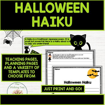 Preview of Halloween No Prep Haiku Poetry Writing With Peer Assessment Activity