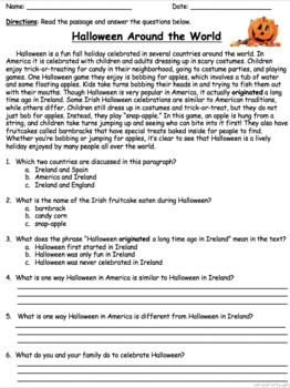 Halloween Nonfiction Comprehension Passages by Food for Taught | TPT