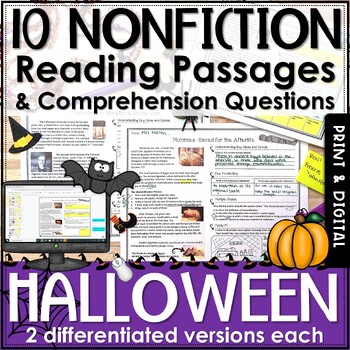 Preview of Halloween Nonfiction Reading Comprehension Passages and Questions