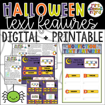 Preview of Halloween Nonfiction Text Features | Digital Reading Activity | Google Slides™